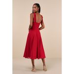 Lulus NWT  Sophisticated Charisma Berry Red Tie-Strap A-Line Midi Dress Size M Photo 2