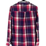 Roots Red Multicolor Plaid Cotton Long Sleeve Button Down Shirt Women Sz XS Photo 1