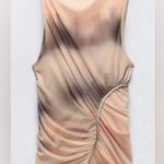 ZARA Asymmetrical Ruched MESH Sleeveless Stretch Lined Top 8030/427 LARGE NEW Photo 3