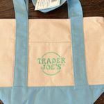 Trader Joes Mini Pastel Canvas Tote Bag Blue NWT Photo 4