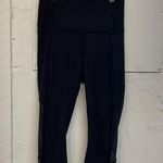 Lululemon Black Crop Leggings With Mesh Sides size 4 Photo 0