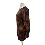 Givenchy  Vintage Peacock-Print Poet-Sleeve Blouse Silk Brown Size 34 US 2‎ Photo 5