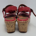 Jaclyn Smith Women's  Red Faux Leather Flower Cork Wedge Sandals Size 7M Photo 8