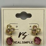 NEW REAL SIMPLE RS pink and gold fashion earrings style# R1256 Photo 1