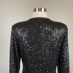 DKNY Sequined Long Sleeve V-Neck Tuxedo Sheath Cocktail Dress Black Size 8 Photo 5