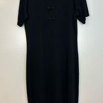 Misook Black Cheongsam Mandarin Collar Black Midi Dress Size M Photo 3