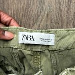 ZARA  Olive Green Cropped Raw Hem Cargo Pants Size 10 Photo 7