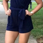 New York & Company Sleeveless Belted Surplice Pink Romper Sz Medium‎ NWOT Photo 0