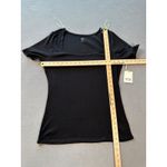 ANA A New Approach Top XL Women's Black Ribbed Knit Square Neck Short Sleeve NWT Photo 2