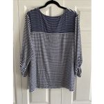 Chico's 3 Womens XL Navy Striped Top Stretch Tunic Casual Coastal Clean Girl Photo 4