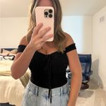 EXPRESS NWT Black Soft Contour Off the shoulder crop top Photo 3