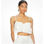 Free People  Women‎ Crop Top M White Danelle Ruffle Layer Boho Festival Coquette Photo 3