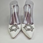 MICXKLZO Heel Women's Size 7.5 White Party Christmas Slingback Shoes Photo 3