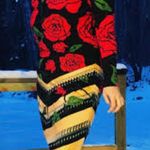 LuLaRoe Elegant Collection Debbie Dress Red Roses Ombré Chevron Plus Size 3X Photo 7