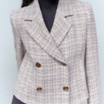 ZARA MulticolorTweed Double-Breasted Blazer Size S Photo 0