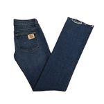 Michael Kors Womens 2 Straight Leg Raw Hem Jeans Gold Logo Plate Photo 2