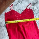 Victoria's Secret Vintage Victoria’s Secret Y2k Silky Slit Red Maxi Slip Dress Rosette Lace Medium Photo 6