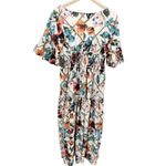 White Floral Maxi Dress Size L Flowy Feminine Long Summer Lightweight Boho Size L Photo 1