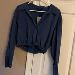 ZARA Flowy Cropped Blue Top Photo 2