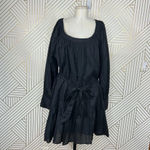 Eloquii Puff Sleeve Scoop Neck Tie Waist Dress Black Size 14 Photo 1