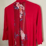 Cyrus  Cardigan Coral Multicolor Floral Print Sheer Casual Business Neutral Photo 5