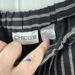 Chico's Chico’s Women’s 1 Black White Striped Cargo Linen Pants LagenLook Minimalist Photo 2