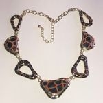 Elegant Gold Tone and Black Animal Print Boho Statement Necklace Photo 0