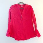 Anthropologie Blouse Mote Pink Textured Henley Long Sleeves Top Sz S EUC Photo 0