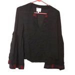 Cinq à Sept Cinq a sept Black Delicate Size Extra Small XS Top Blouse Embroidered Photo 0