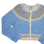 J.Crew NWT Fair Isle Cardigan in Frosted Tundra Snow Brushed Yarn Sweater L Photo 2