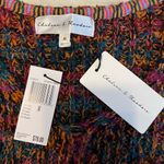 NEW Chelsea & Theodore open knit sweater v neck earth tones Women’s Size Medium Photo 3