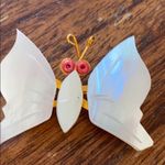 Vintage Delicate Mother of Pearl Butterfly Brooch Pin White Photo 3
