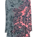 Clara Sun Woo Floral Print Tunic Black Red Pink Floral Lace Print Size Medium Photo 0