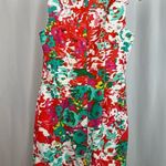 Alyx Size 10 Abstract Watercolor Floral Formal High Neck Modest Mini Dress Tank Red Photo 1