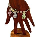 OPC CN Multicolor Crystal Studded Gold Teddy Bear Charm Bracelet Photo 3