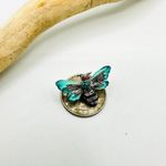 Vintage Hand Painted Bee Brooch Bee Pin Blue Photo 4