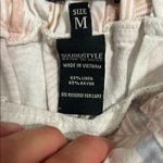 Vintage sound style paper bag linen Cream and Tan Wide Leg Women's Pants Sz M Size M Photo 2