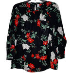 Old Navy Blouse Size Medium Black With Multi Color Floral Flared Sleeves Womens Photo 0