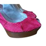 Guess  Vtg Y2K Hot Pink Leather Faux Snake High Heel Pumps Rhinestone Charms 7M Photo 2
