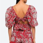 Sea New York Theodora Top Red and White Paisley Pattern Boho Womens Size Large Photo 2