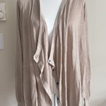 Garnet Hill Womens Large Waterfall Cardigan Linen Blend Oversized Cozy Neutral Photo 0