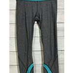 Lululemon  Crop Leggings 4 Black Gray Teal Run Inspire Crop Women's Zipper Pocket Photo 3