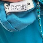 VTG Y2K Fairycore Dress Gown Sz 8 Riva Designs Blue Silk Beaded Halter Glam Photo 12