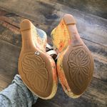 Born Shoes Born Platform Wedge Floral Sandals White Leather Upper Size 6 Photo 7