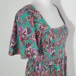 Fat Face Green and Pink Paisley Boho Smocked Top with Square Neckline NWT Size 4 Photo 3