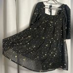 Nasty Gal  Black and Metallic Gold Star Flouncy Babydoll Dress 6 Photo 6