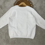 Vince Jacquard Pullover Sweatshirt 3/4 Sleeve Textured Cotton Blend White Size L Photo 7