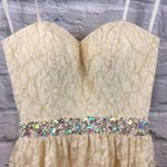 Faviana CREAM STRAPLESS EMBELLISHED SHEATH DRESS Photo 3