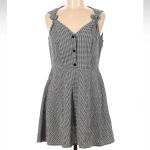 Topshop  Black White Gingham Seersucker Sleeveless Skater Dress Size 8 Rockabilly Photo 5