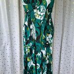 Coconut Moon Hawaiian Aloha Adjustable Spaghetti Straps Tiered Maxi Dress M Green Size M Photo 1